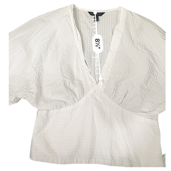 BANANA REPUBLIC CROPPED SHIRRED BLOUSE White Size 8 - Picture 4 of 8